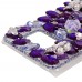 Samsung Galaxy S6 Edge Plus - Luxury Handmade Bling Bling 3D Rhinestone Crystal Protective Hard Clear Phone Cover Case - Flower Pearl with Purple Diamonds
